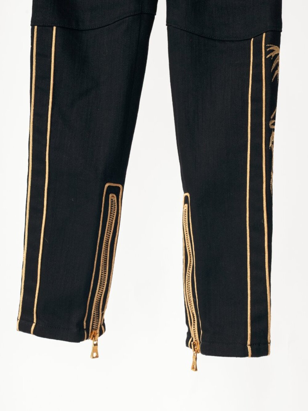 Balmain Black Embroidered Piped Riding-Style Jeans - Picture 8 of 12